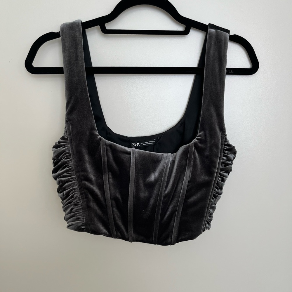 Zara cropped velvet bustier top